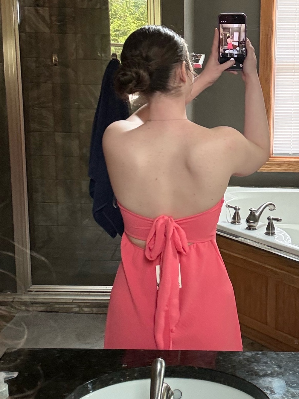 See You Monday Coral Pink Strapless Dress - Picture 2 of 5